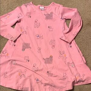 Hanna Andersson girls long sleeve dress Size 130 8 Pink Dogs